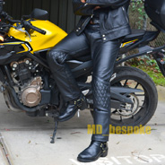 Black leather biker jeans and jacket